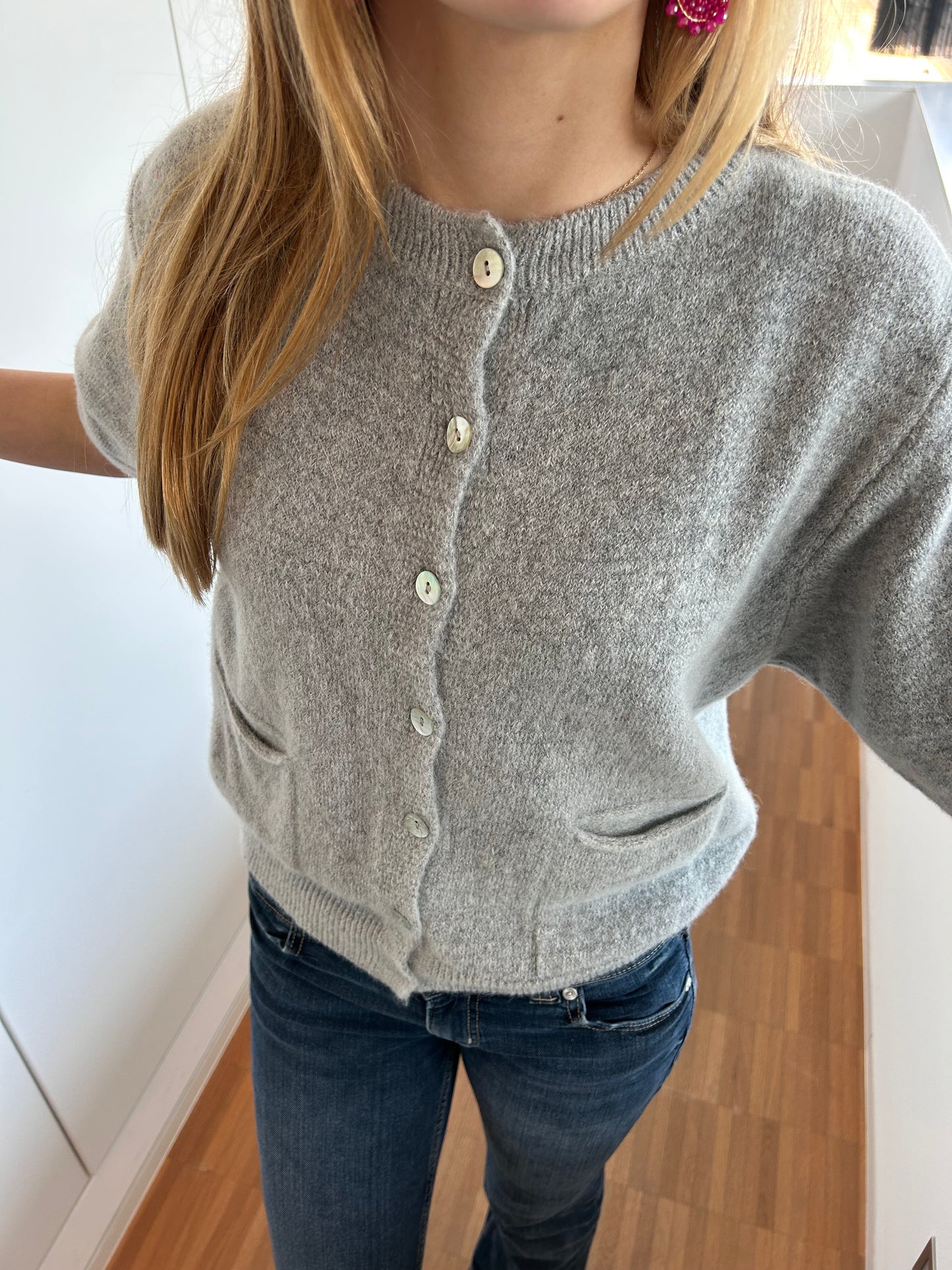 Babyalpaka Kurzarm Strickjacke