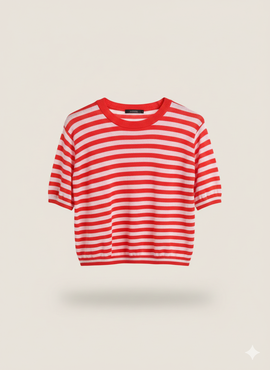 Kurzarm Pulli orange/ rosa